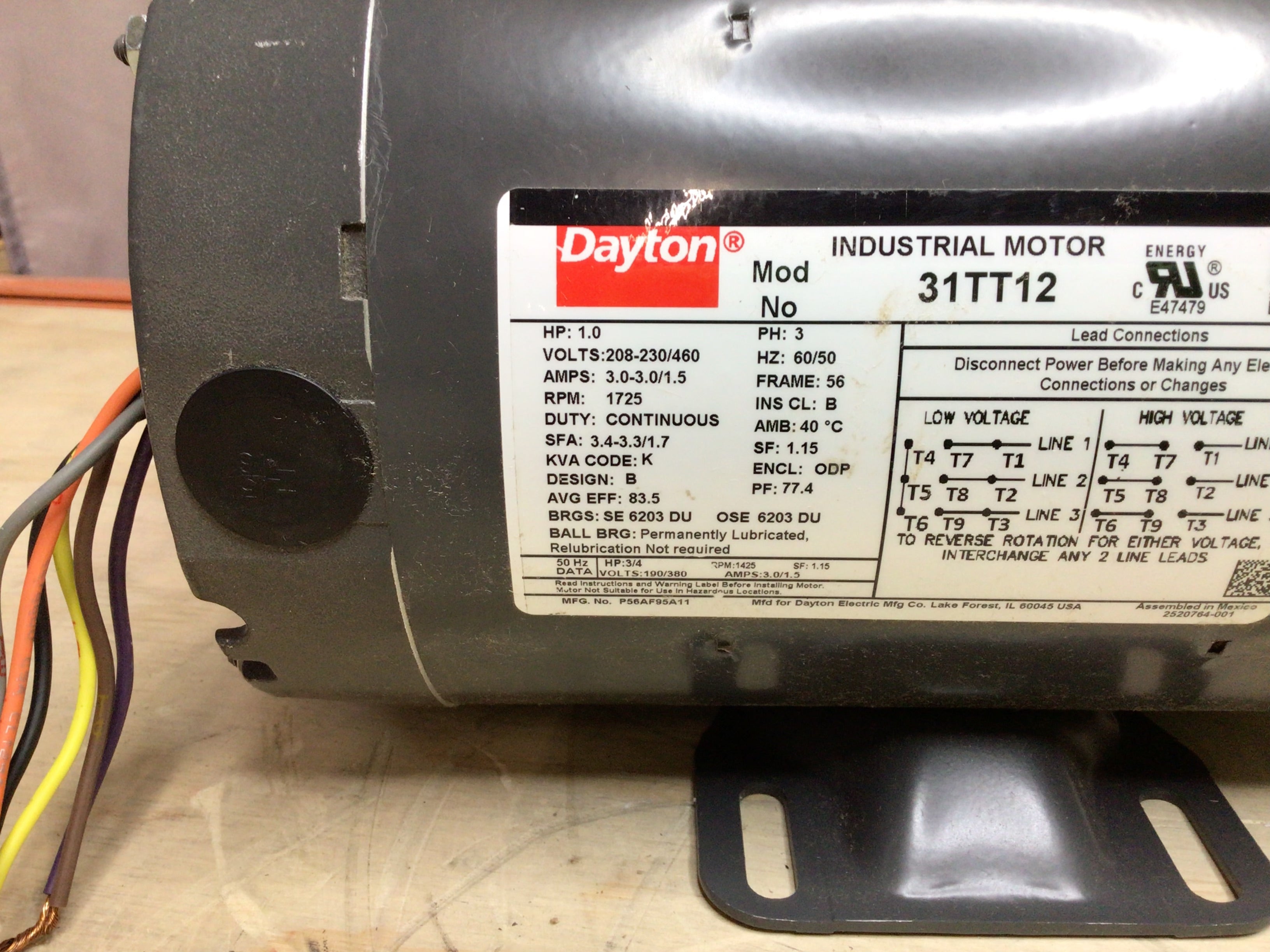 Dayton 31Tt12 3-Phase General Purpose Motor, 1 Hp, 56 Frame, **Surface Damage** (8136723792110)